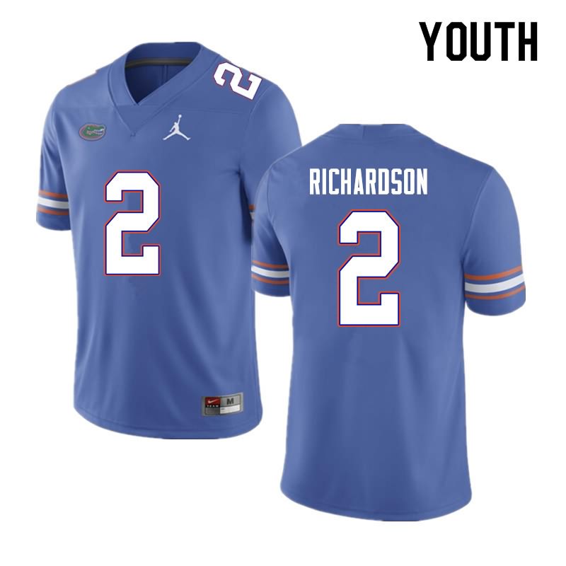 NCAA Florida Gators Anthony Richardson Youth #2 Nike Blue Stitched Authentic College Football Jersey AAH7764SX